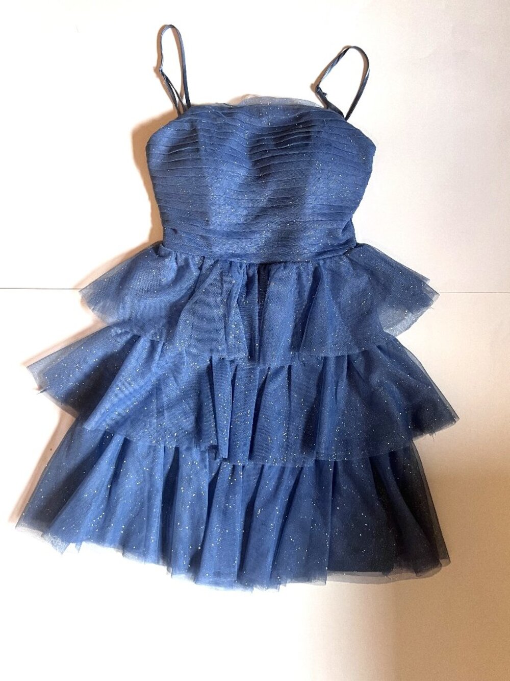 Emerald Sundae Sky Blue Sparkle Dress Juniors Size XXS with Corset Ties